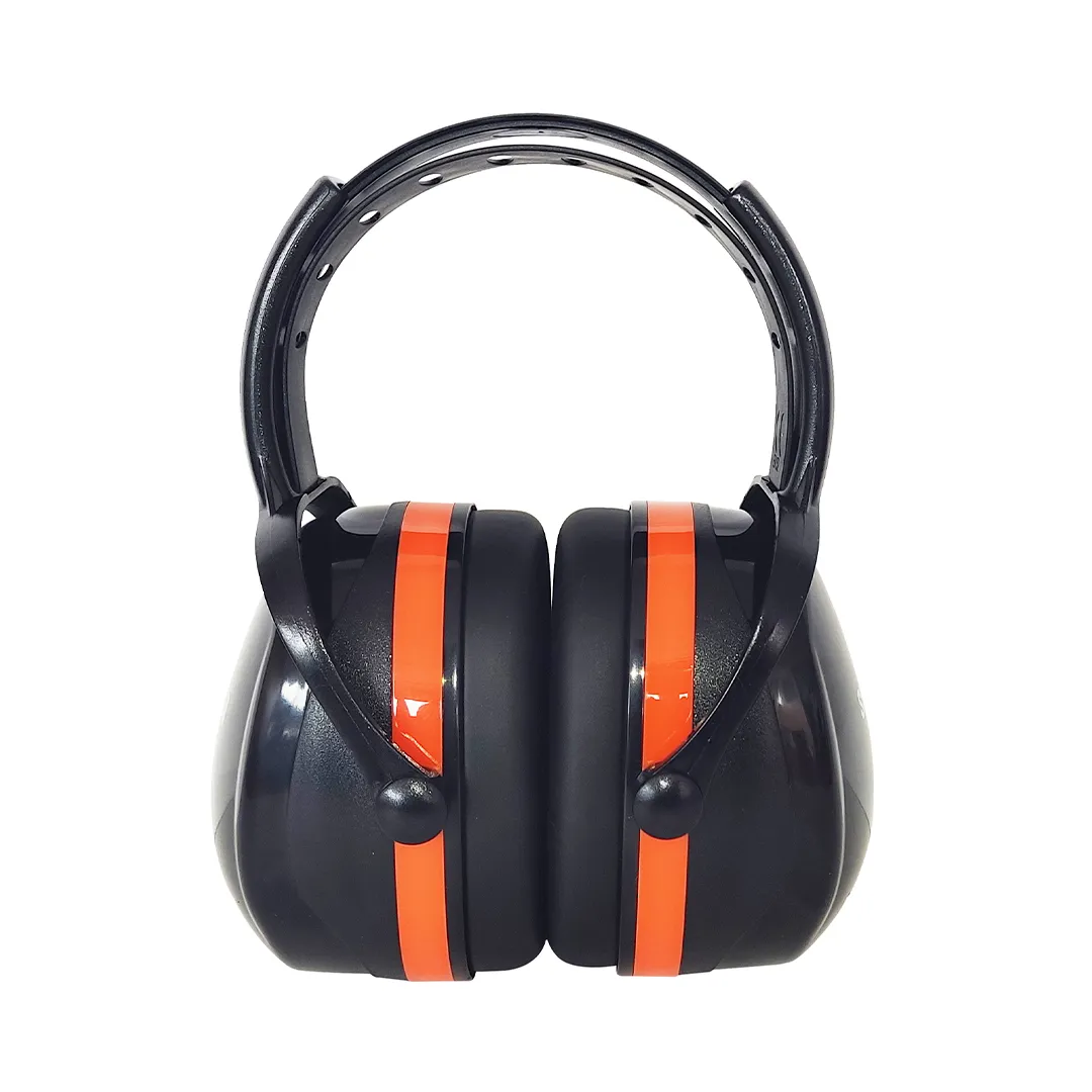 Protector auditivo tipo copa MAT 6 de SIDEMAQ SAFETY con carcasa naranja y diadema negra