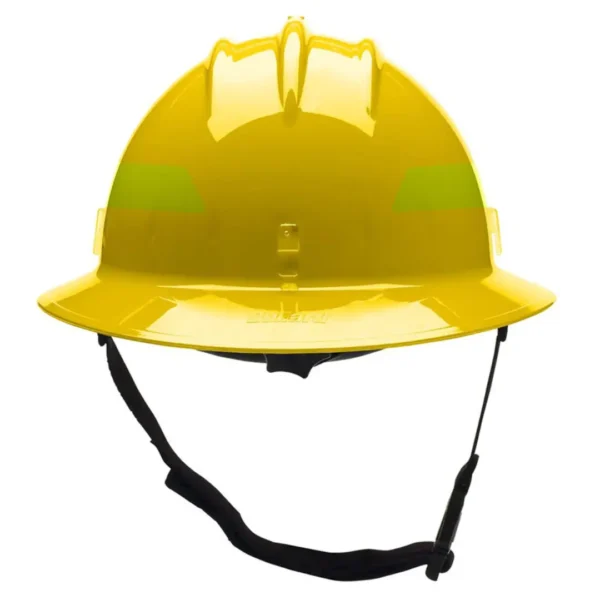 Casco de bombero forestal amarillo con suspensión de 6 puntos y accesorios de seguridad