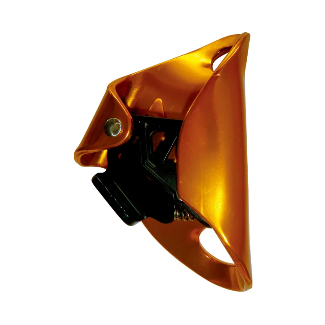 Bloqueador de soga en aluminio para cuerdas de Ø 8 a 13 mm, mostrando diseño robusto y detalles de construcción