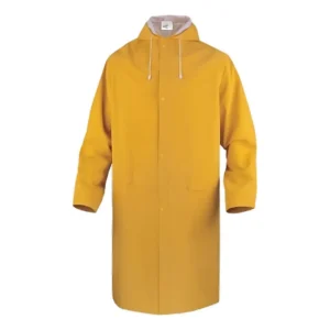 Abrigo impermeable termosellado color amarillo con capucha fija