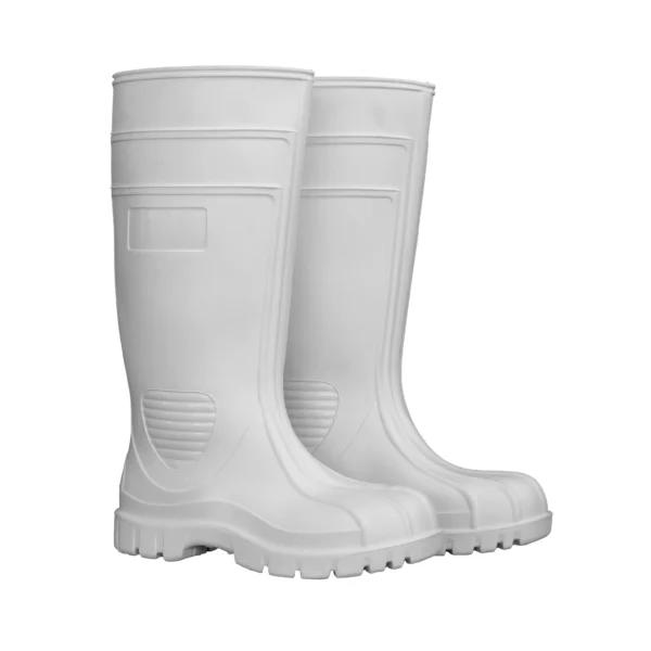 Bota de PVC impermeable negra sin puntera de acero con caña alta blancos