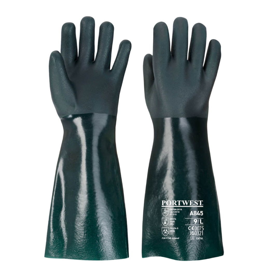 Guante de PVC Verde de Doble Inmersión | Portwest A845