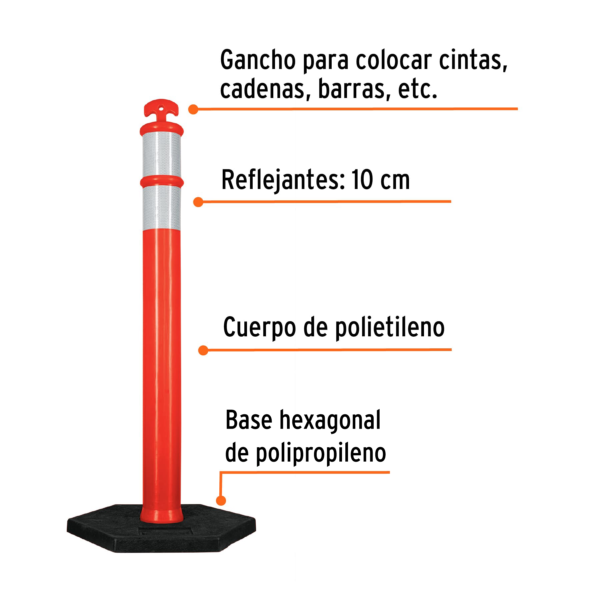 Poste Delimitador de Tráfico 115 cm con Reflejante | Truper POS-115 - Imagen 2