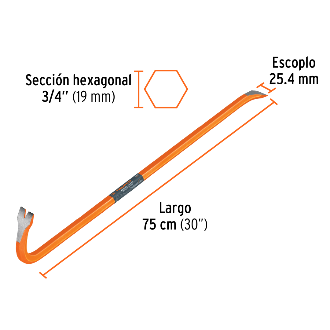 Barreta Pata de Cabra 3/4" x 75 cm (Acero Forjado) | Truper 10859 - Imagen 2