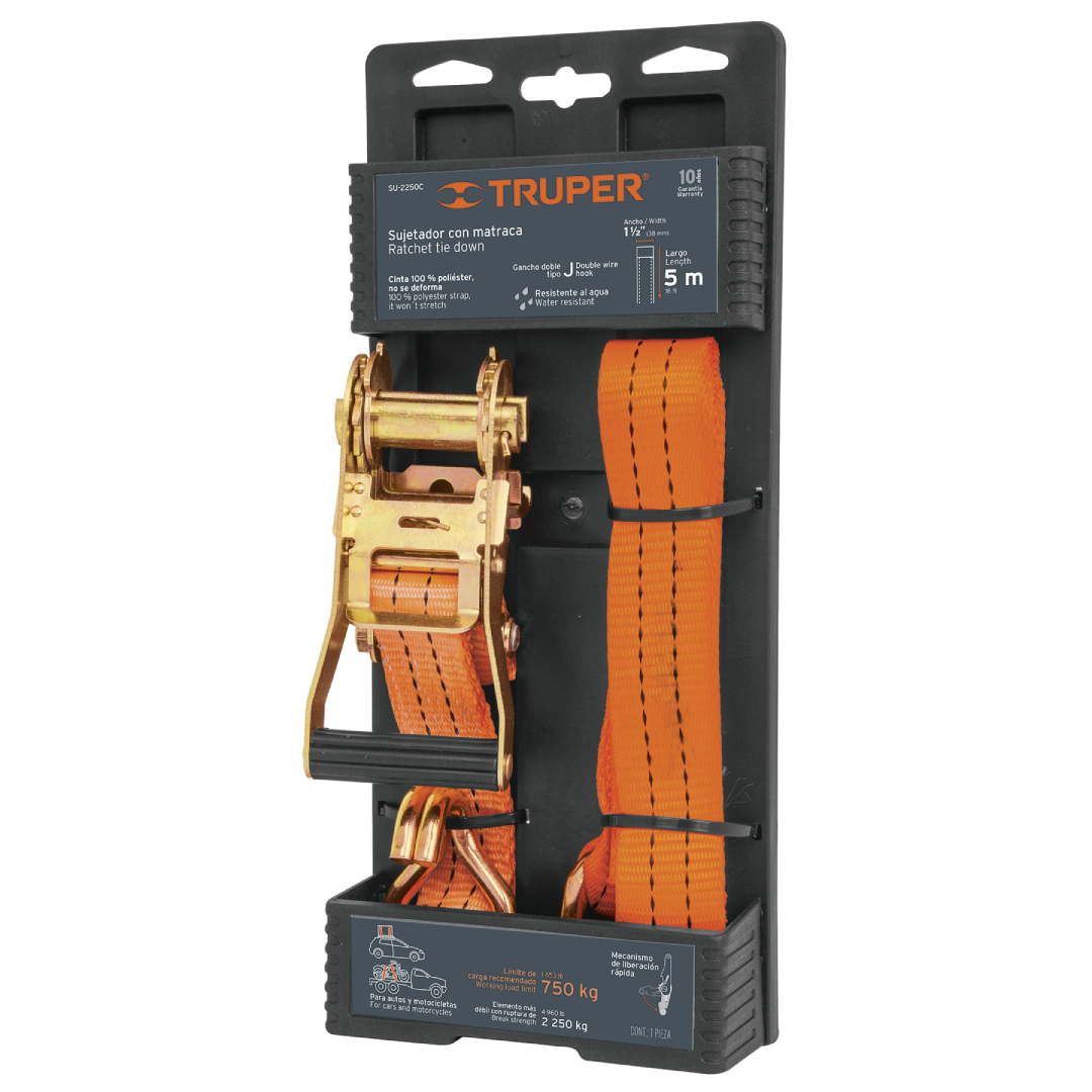 Sujetador con Matraca 5m (Carga 2250 kg) | Truper 19283