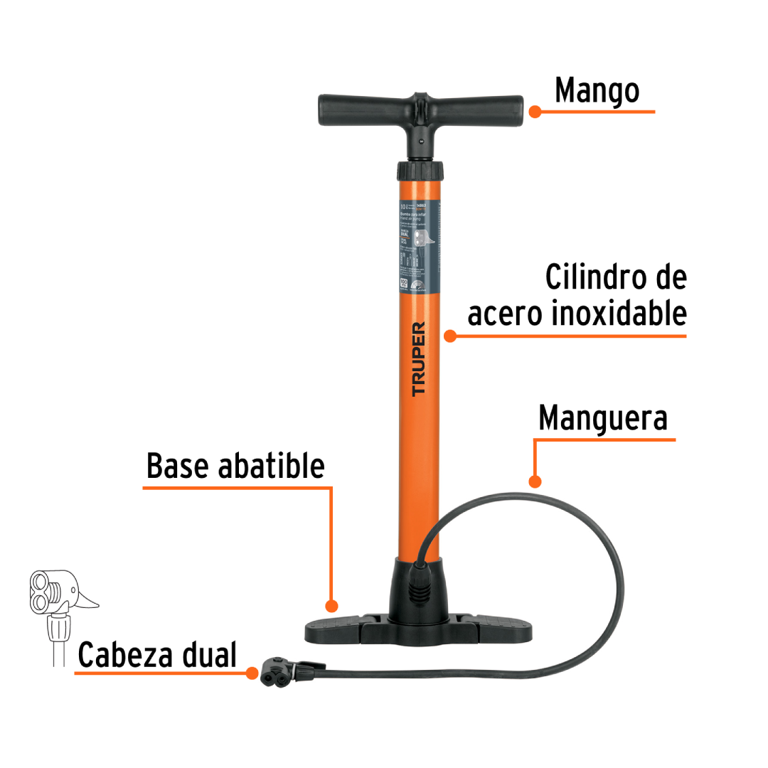 Bomba Manual para Inflar 23" (100 PSI) | Truper 14863 - Imagen 4
