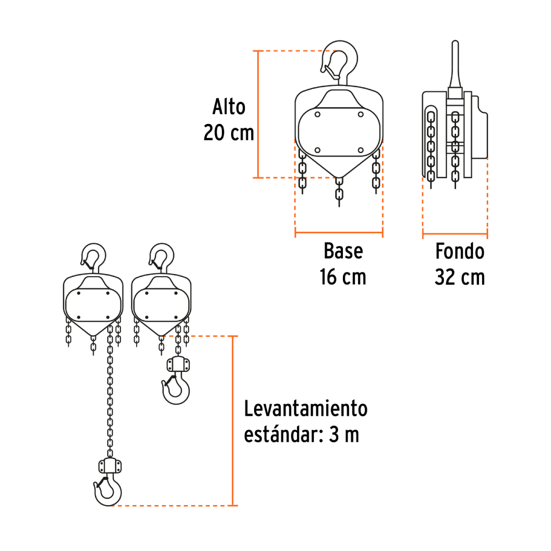 Polipasto Manual de Cadena 2 Ton | Doble Trinquete | Truper 16826 - Imagen 3