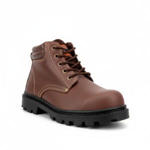 Botín de Seguridad Industrial Cuero Liso - Puntera de Acero y Antideslizante