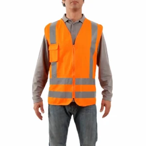 Chaleco Reflectivo Naranja con Bolsillos y Cierre | TRAFIX